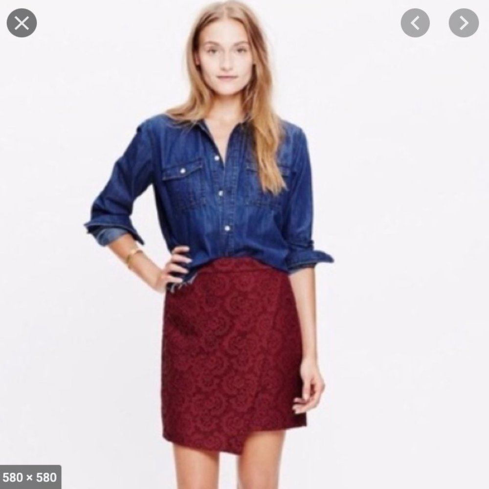 Madewell lace asymmetrical envelope skirt